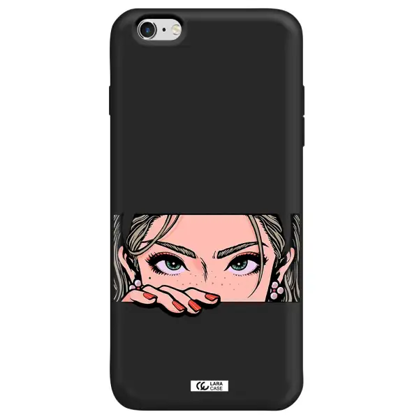 a cartoon of a woman's face Apple iPhone 6S Silicone black Case