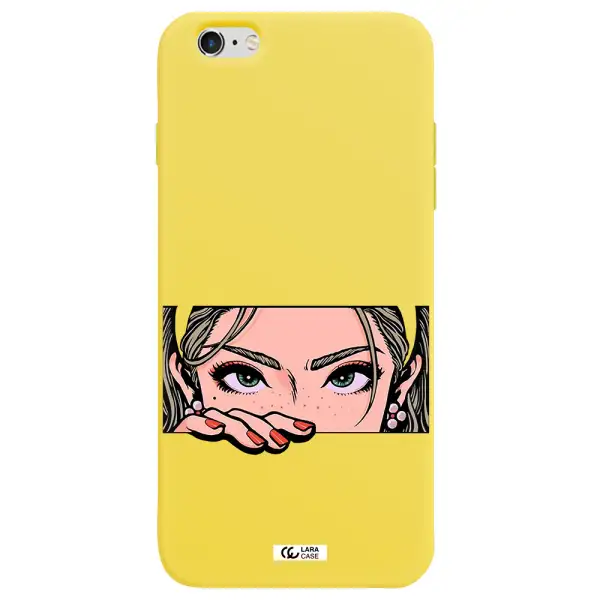 a cartoon of a woman's face Apple iPhone 6S Silicone canary yellow Case