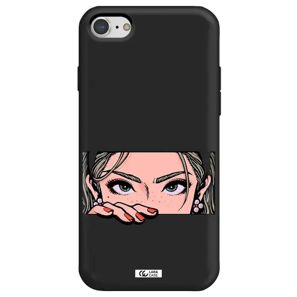 a cartoon of a woman's face Apple iPhone 7 Silicone black Case