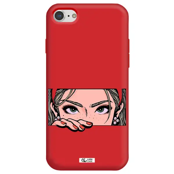 a cartoon of a woman's face Apple iPhone 7 Silicone Imperial Red Case