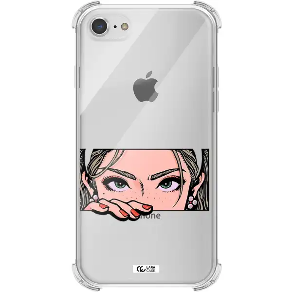 a cartoon of a woman's face Apple iPhone 8 Clear PC Case