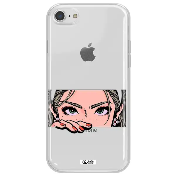 A Cartoon Of A Woman's Face Apple Iphone 8 Clear Tpu Case