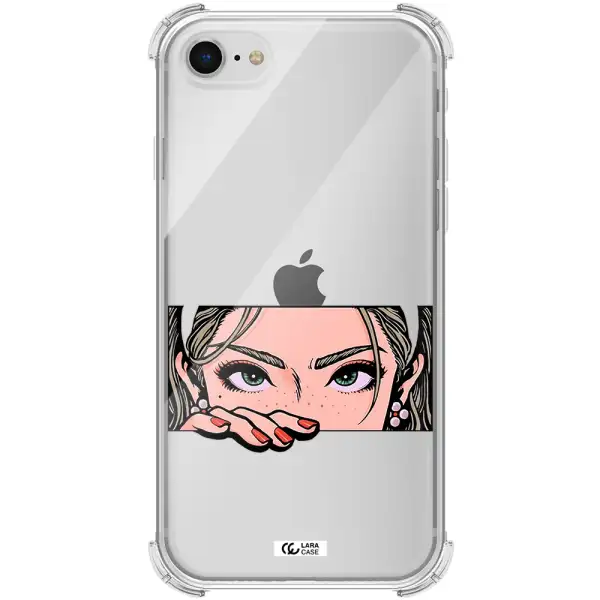 a cartoon of a woman's face Apple iPhone se 2020 Clear PC Case