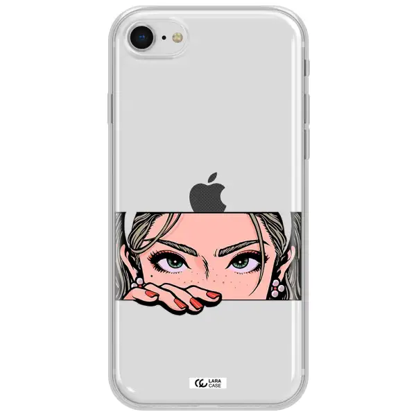 A Cartoon Of A Woman's Face Apple Iphone Se 2020 Clear Tpu Case