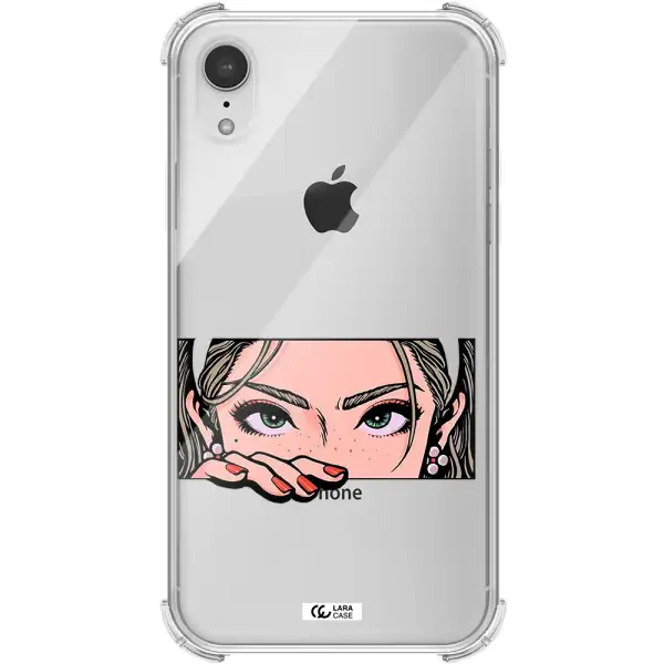a cartoon of a woman's face Apple iPhone XR Clear PC Case