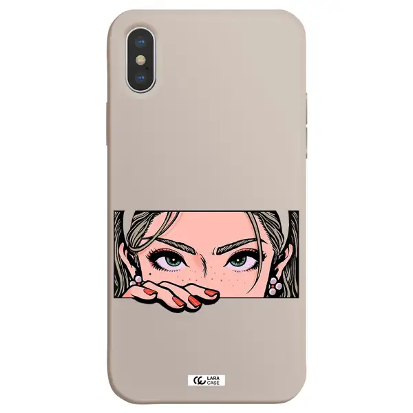 a cartoon of a woman's face Apple iPhone XS Silicone Stone Case