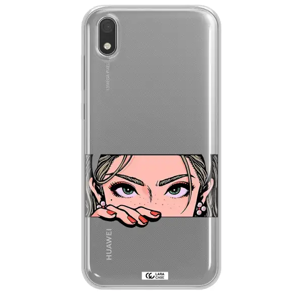 A Cartoon Of A Woman's Face Huawei Honor 8S Clear Tpu Case