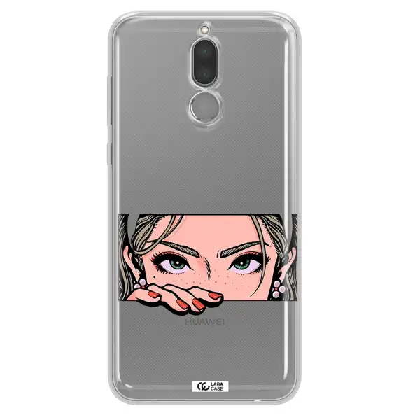 A Cartoon Of A Woman's Face Huawei Mate 10 Lite Clear Tpu Case