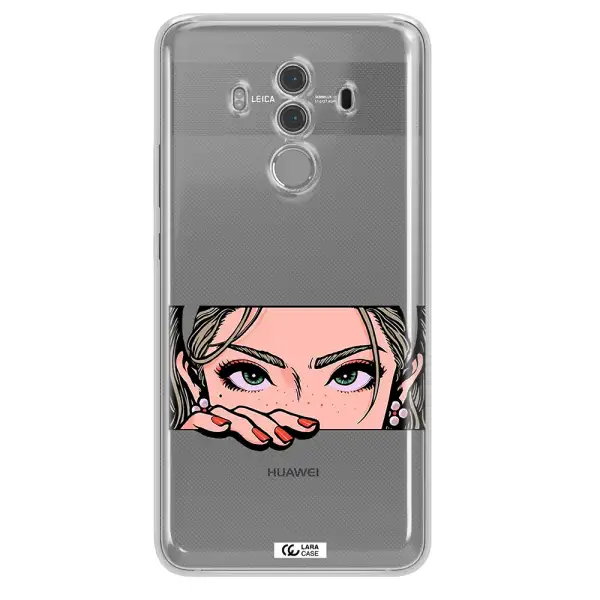 A Cartoon Of A Woman's Face Huawei Mate 10 Pro Clear Tpu Case
