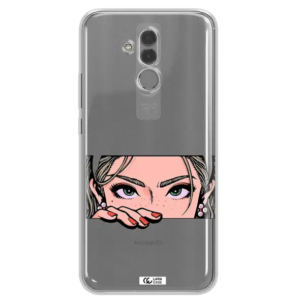 A Cartoon Of A Woman's Face Huawei Mate 20 Lite Clear Tpu Case