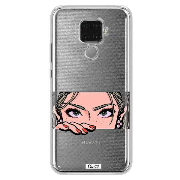 A Cartoon Of A Woman's Face Huawei Mate 30 Lite Clear Tpu Case