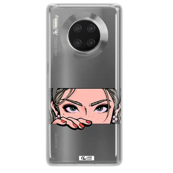 A Cartoon Of A Woman's Face Huawei Mate 30 Pro Clear Tpu Case