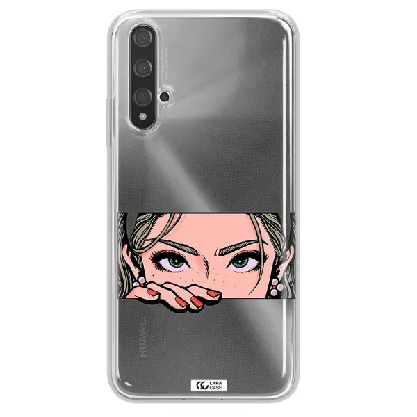 A Cartoon Of A Woman's Face Huawei Nova 5T Clear Tpu Case