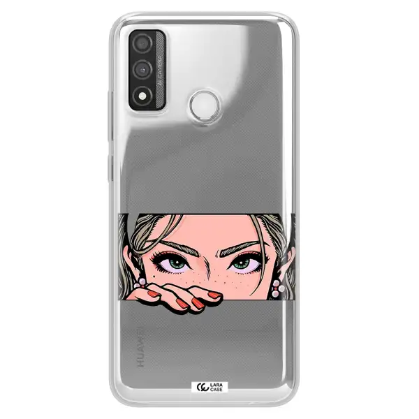 A Cartoon Of A Woman's Face Huawei P Smart 2020 Clear Tpu Case