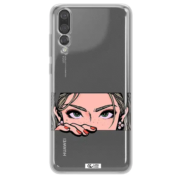 A Cartoon Of A Woman's Face Huawei P20 Pro Clear Tpu Case