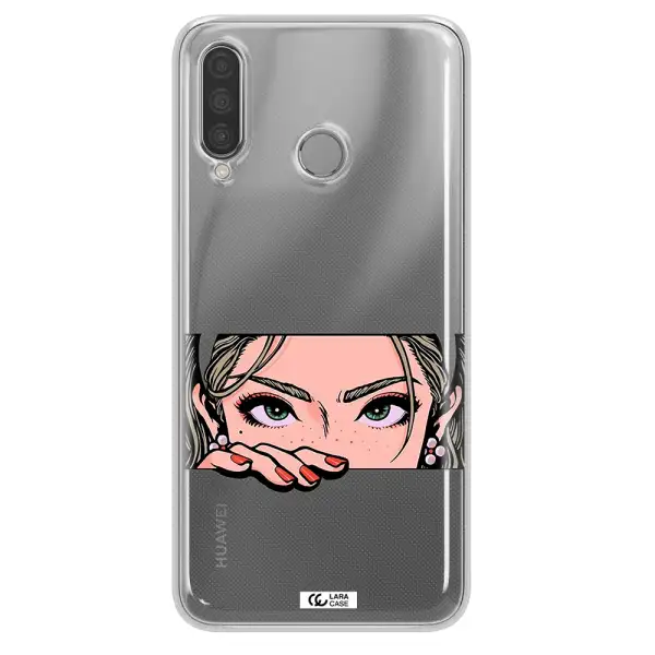 A Cartoon Of A Woman's Face Huawei P30 Lite Clear Tpu Case