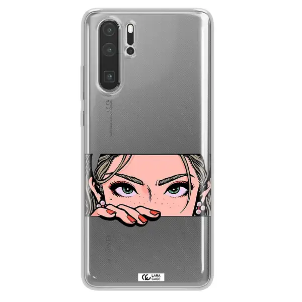 A Cartoon Of A Woman's Face Huawei P30 Pro Clear Tpu Case