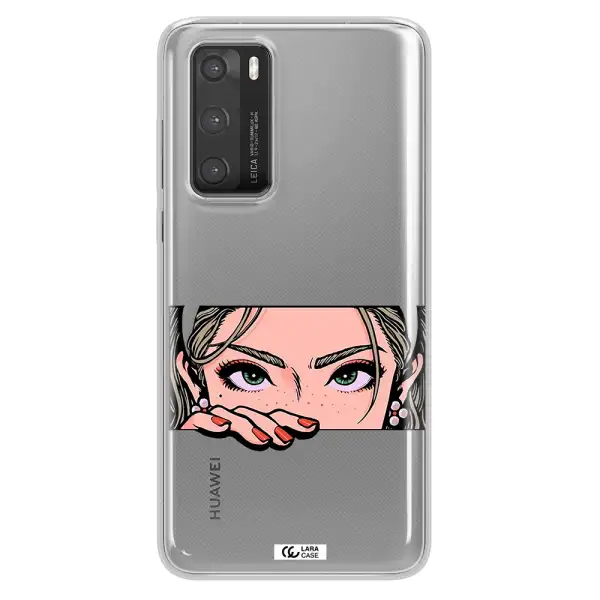 A Cartoon Of A Woman's Face Huawei P40 Clear Tpu Case