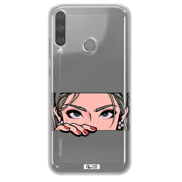 A Cartoon Of A Woman's Face Huawei P40 Lite E Clear Tpu Case