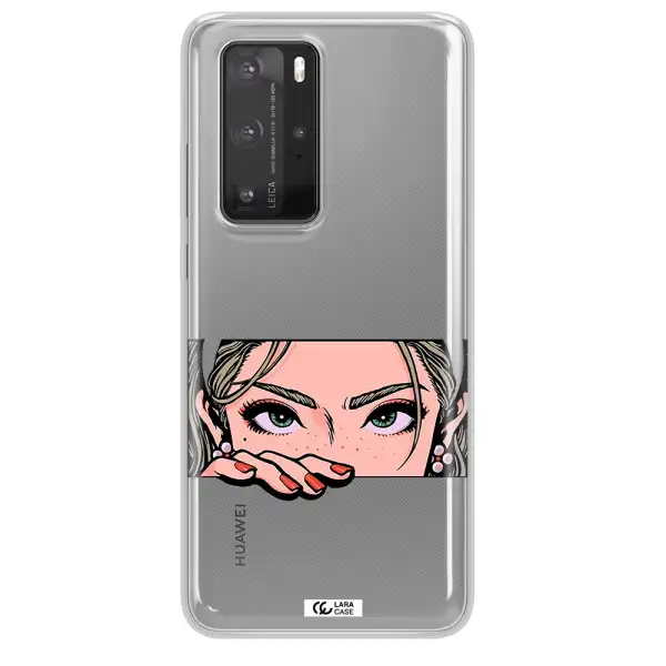 A Cartoon Of A Woman's Face Huawei P40 Pro Clear Tpu Case