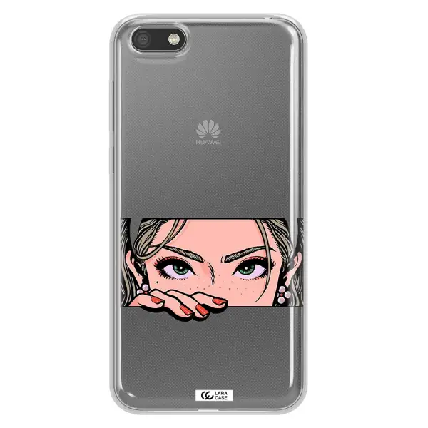 A Cartoon Of A Woman's Face Huawei Y5 2018 Clear Tpu Case