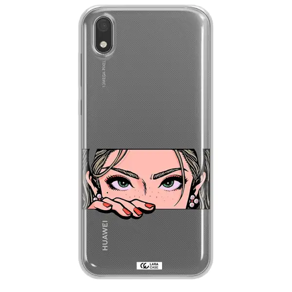 A Cartoon Of A Woman's Face Huawei Y5 2019 Clear Tpu Case