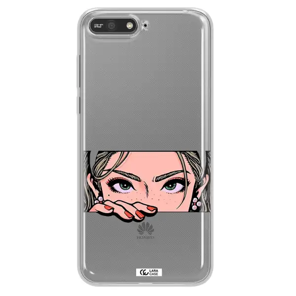 A Cartoon Of A Woman's Face Huawei Y6 2018 Clear Tpu Case