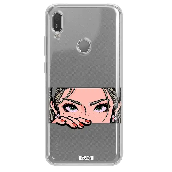 A Cartoon Of A Woman's Face Huawei Y6 2019 Clear Tpu Case