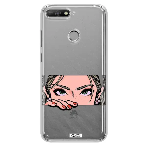 A Cartoon Of A Woman's Face Huawei Y6 Prime 2018 Clear Tpu Case