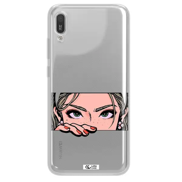 A Cartoon Of A Woman's Face Huawei Y6 Pro 2019 Clear Tpu Case