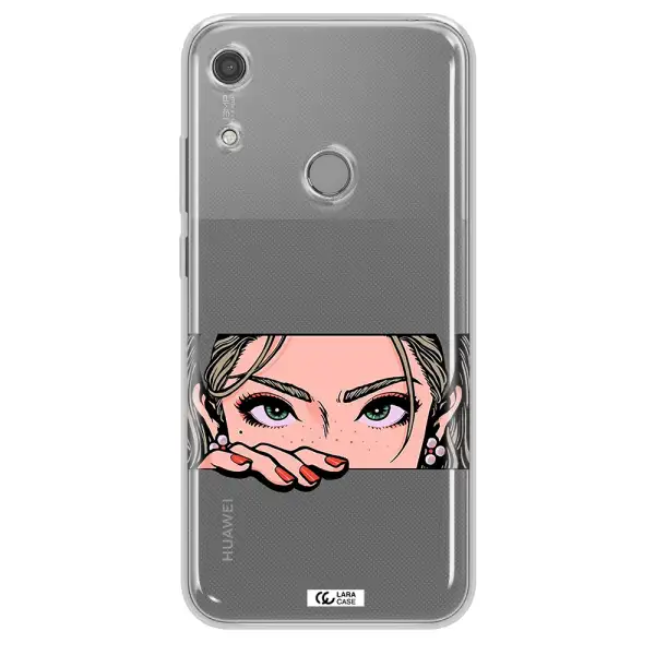 A Cartoon Of A Woman's Face Huawei Y6S Clear Tpu Case