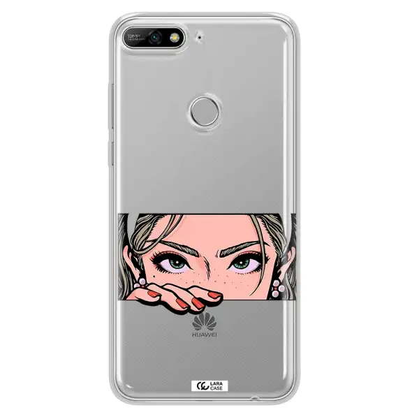 A Cartoon Of A Woman's Face Huawei Y7 2018 Clear Tpu Case