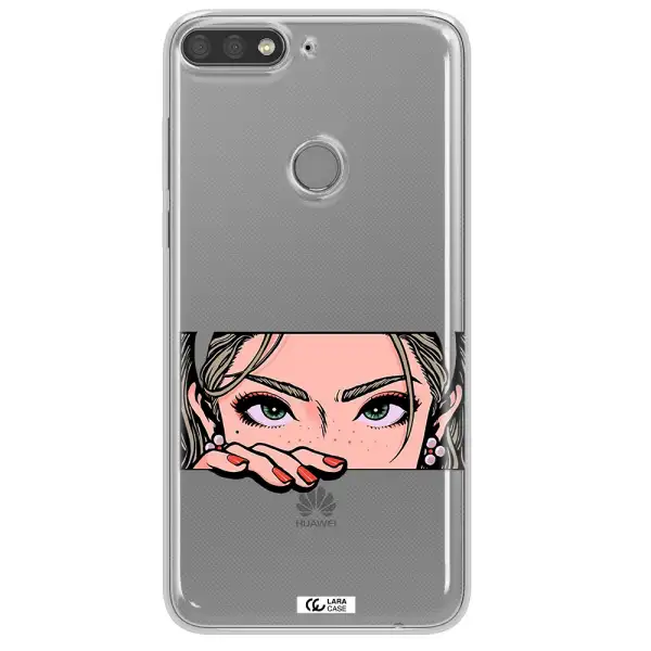 A Cartoon Of A Woman's Face Huawei Y7 Prime 2018 Clear Tpu Case