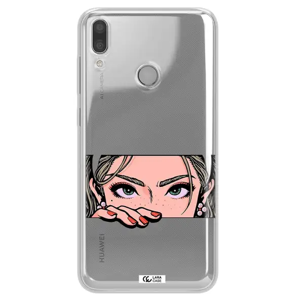 A Cartoon Of A Woman's Face Huawei Y9 2019 Clear Tpu Case