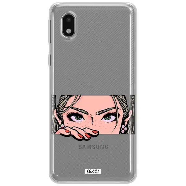 A Cartoon Of A Woman's Face Samsung A01 Core Clear Tpu Case