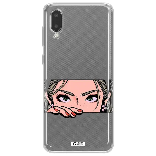 A Cartoon Of A Woman's Face Samsung A02 Clear Tpu Case