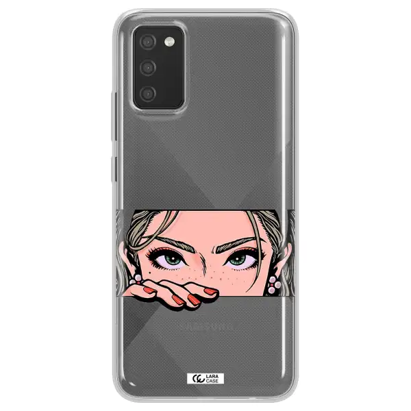 A Cartoon Of A Woman's Face Samsung A02S Clear Tpu Case