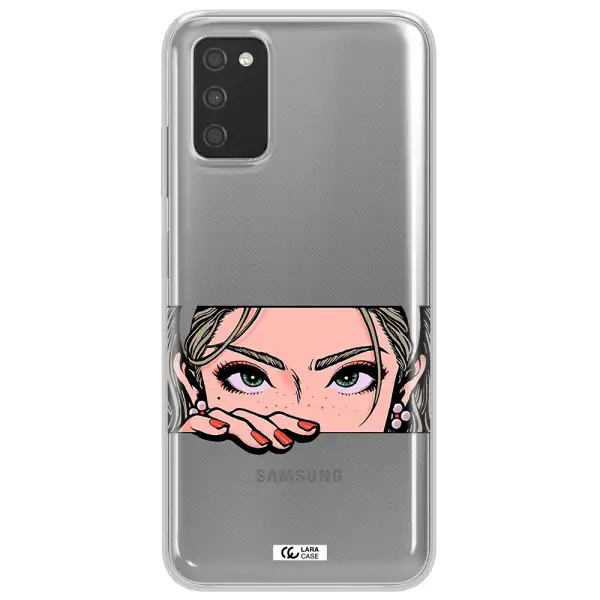 A Cartoon Of A Woman's Face Samsung A03S Clear Tpu Case