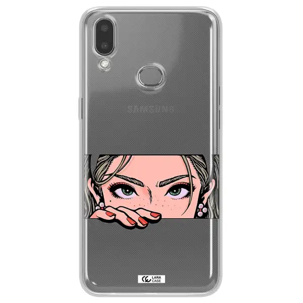 A Cartoon Of A Woman's Face Samsung A10S Clear Tpu Case