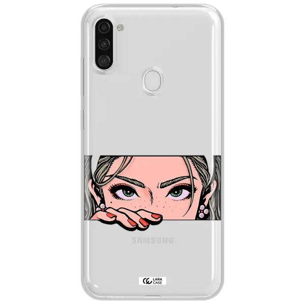 A Cartoon Of A Woman's Face Samsung A11 Clear Tpu Case