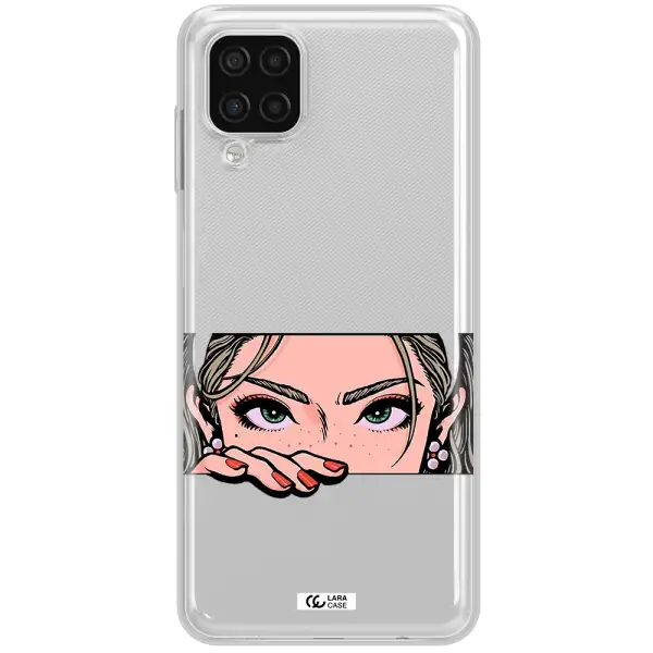 A Cartoon Of A Woman's Face Samsung A12 4G Clear Tpu Case