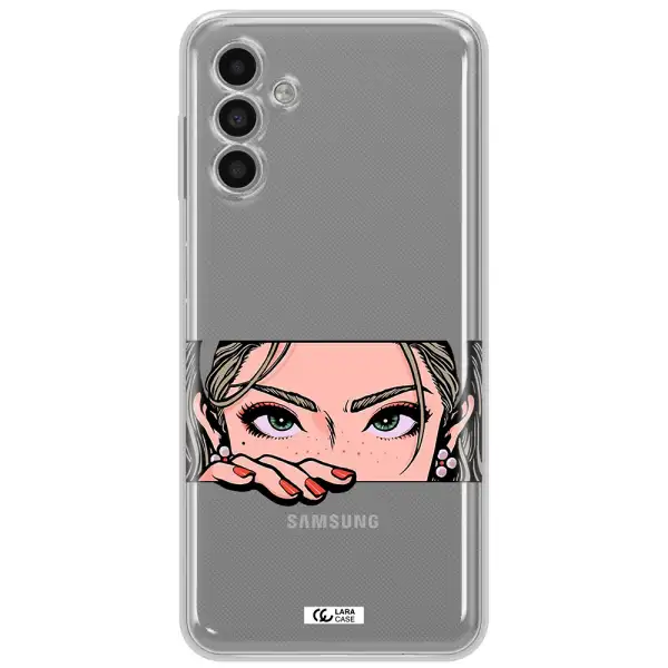 A Cartoon Of A Woman's Face Samsung A13 5G Clear Tpu Case