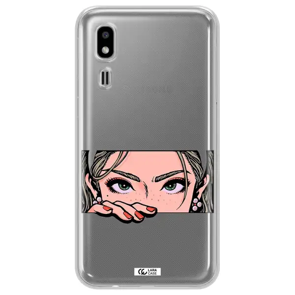 A Cartoon Of A Woman's Face Samsung A2 Core Clear Tpu Case