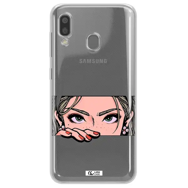 A Cartoon Of A Woman's Face Samsung A20 Clear Tpu Case