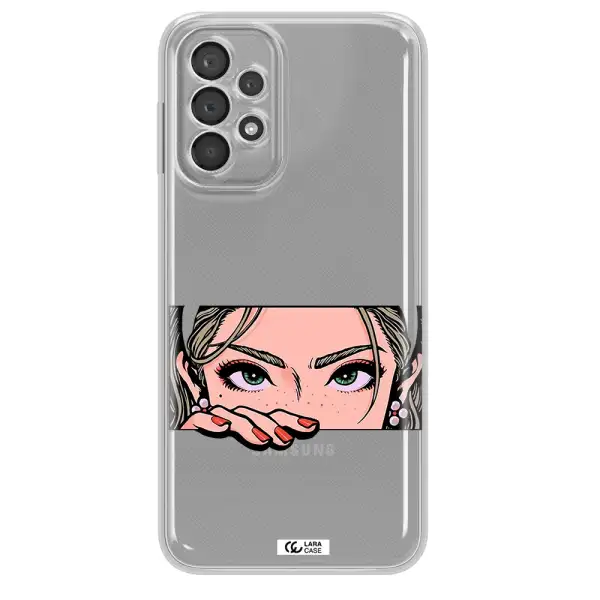 A Cartoon Of A Woman's Face Samsung A23 5G Clear Tpu Case