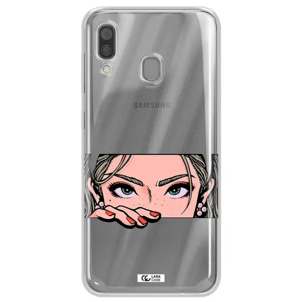 A Cartoon Of A Woman's Face Samsung A30 Clear Tpu Case