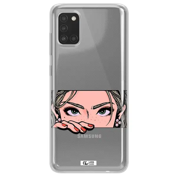 A Cartoon Of A Woman's Face Samsung A31 Clear Tpu Case