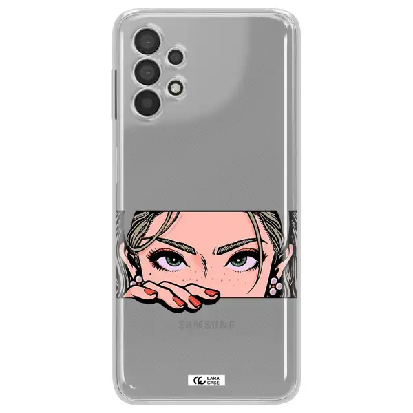 A Cartoon Of A Woman's Face Samsung A32 Clear Tpu Case