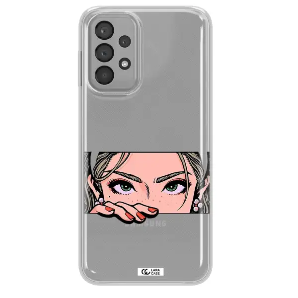 A Cartoon Of A Woman's Face Samsung A33 Clear Tpu Case