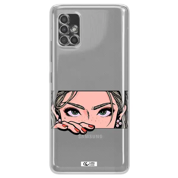 A Cartoon Of A Woman's Face Samsung A40S Clear Tpu Case